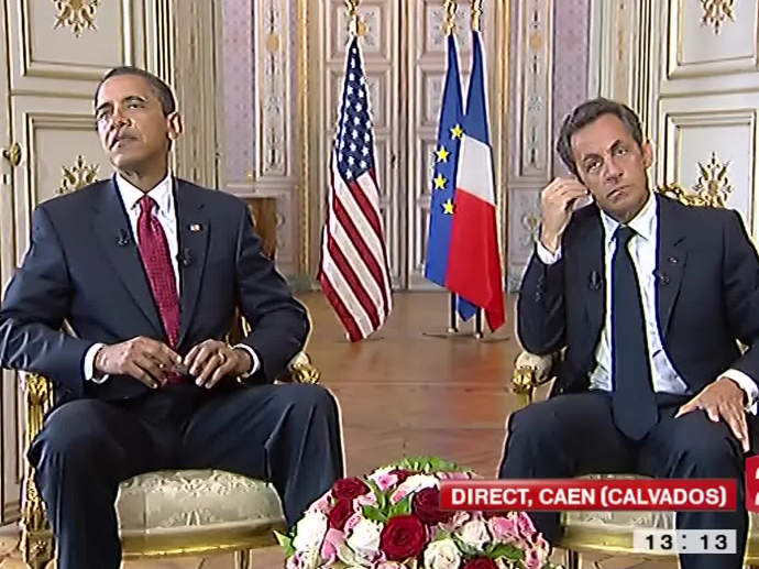 Conférence de presse entre les chefs d'Etat Barack Obama et Nicolas ...