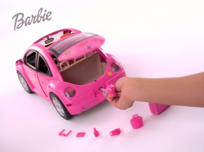 Barbie Et Sa Volkswagen Coccinelle – Jaune – Modèle 2000 – Jouet D'occasion