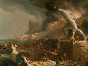<p><em>Destruction</em>, extrait du <em>Cours de l’Empire</em> de Thomas Cole (1836).</p>